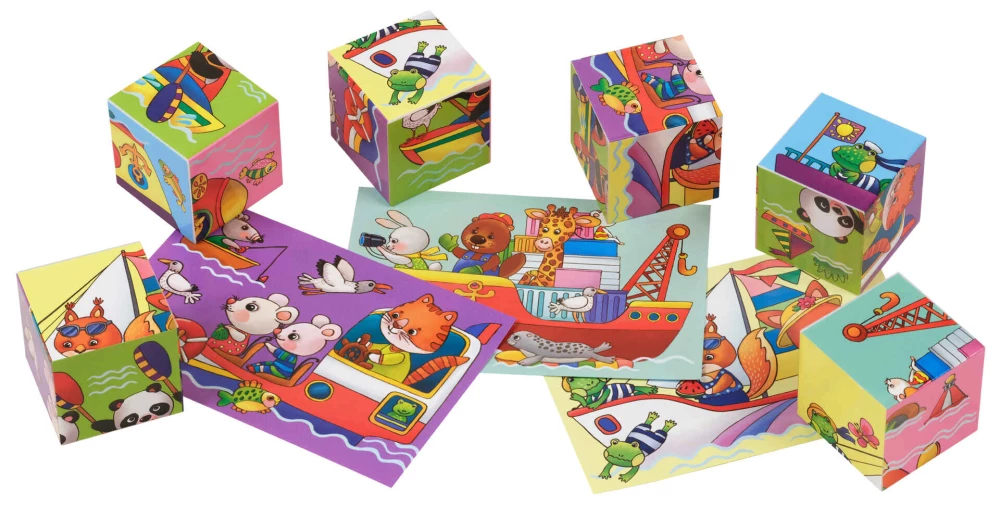 Smart cubes in a tray. 6 pieces. We are sailing, sailing, sailing