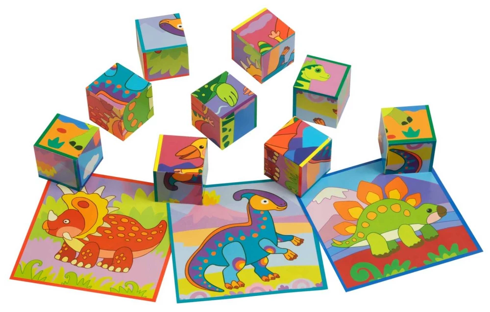 Smart Cubes in a Tray. 9 pieces. Cheerful Dinosaurs