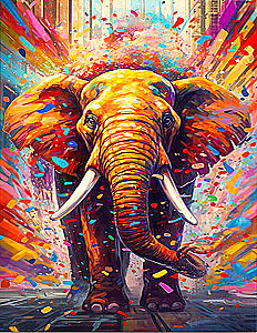 Numbered Painting 40x50 - Rainbow Elephant