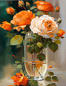 Painting by numbers 40x50 - Orange Roses