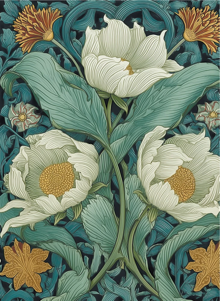 Botanica Notebook (white flowers on a blue background)