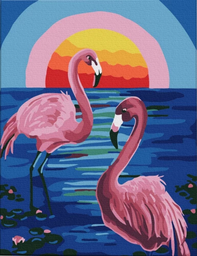 Numbrite maali - Roosad flamingod