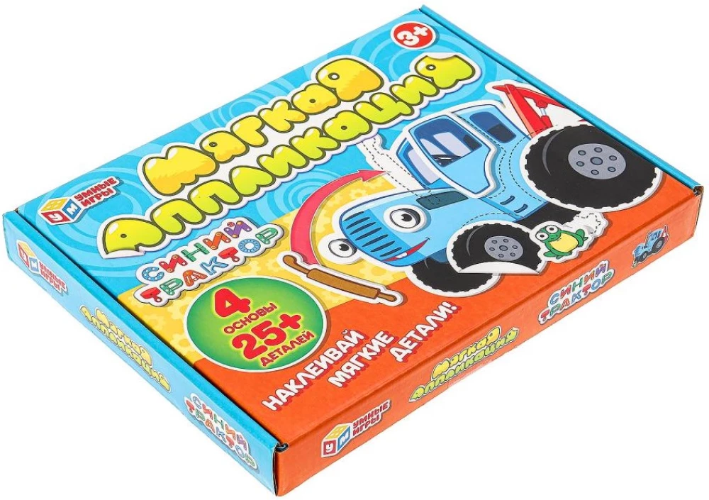 Weiche Applikation. Blauer Traktor