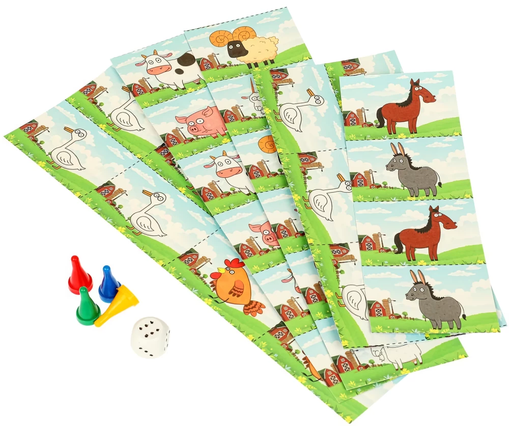 Brettspiel - Blauer Traktor. Lustiger Bauernhof