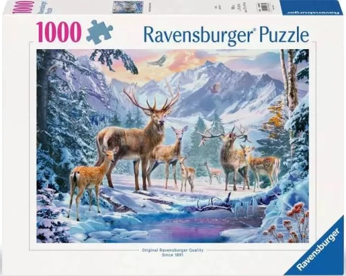 Puzzle 1000 - Rehe und Hirsch im Winter