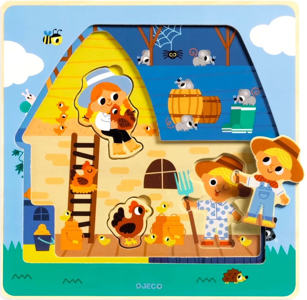 Wooden Puzzle: 12 - Farm, 3 Levels