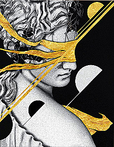 Numbered Painting with Gold Leaf 40x50 cm - Black Canvas Art