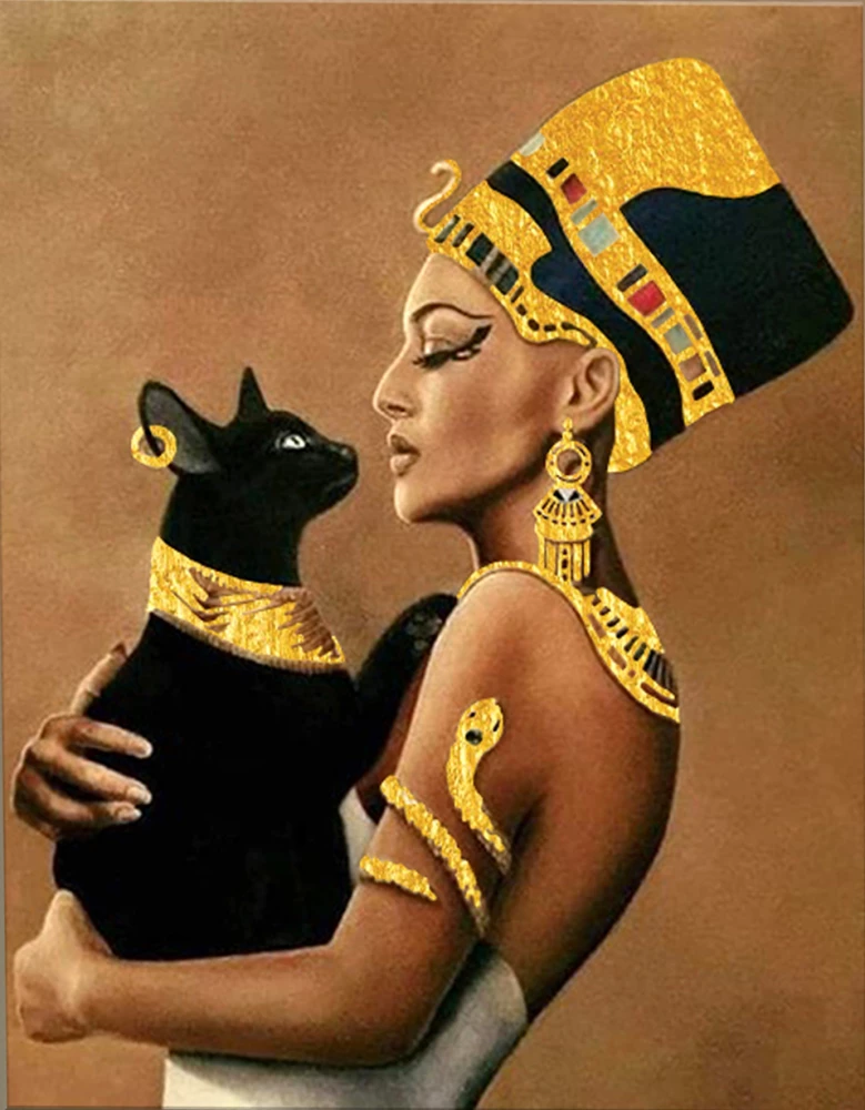 Numbered Painting with Gold Leaf 40x50 cm - Queen of Egypt