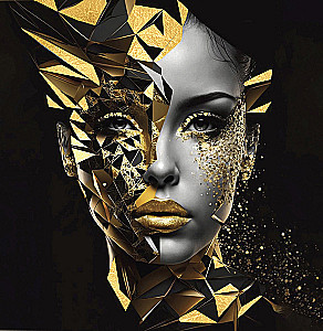 Numbered Painting with Gold Leaf 30x30 cm - Golden Girl