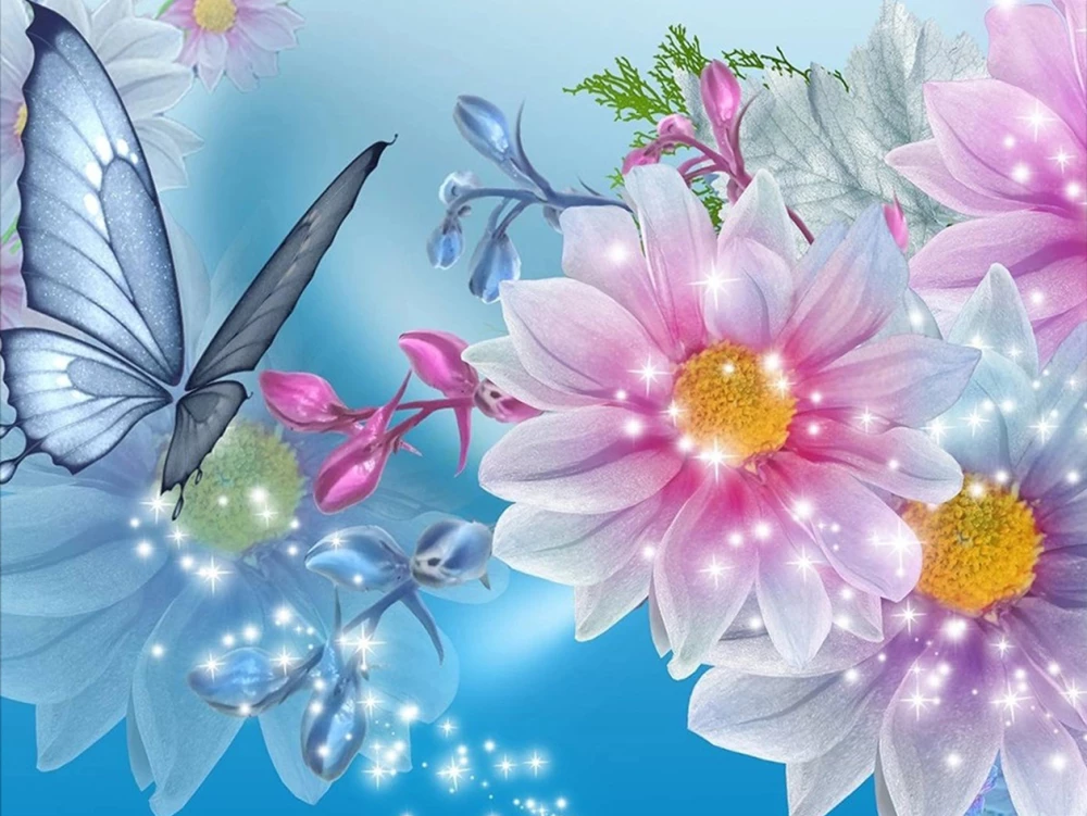 Numbered Painting 15x20 cm - Flowers and Butterflies