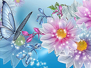 Numbered Painting 15x20 cm - Flowers and Butterflies