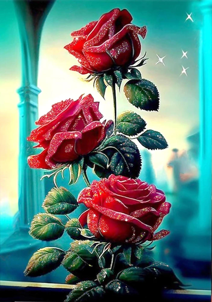 Diamond Painting with Crystals 40x50 cm - Burgundy Roses