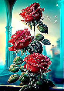 Diamond Painting with Crystals 40x50 cm - Burgundy Roses