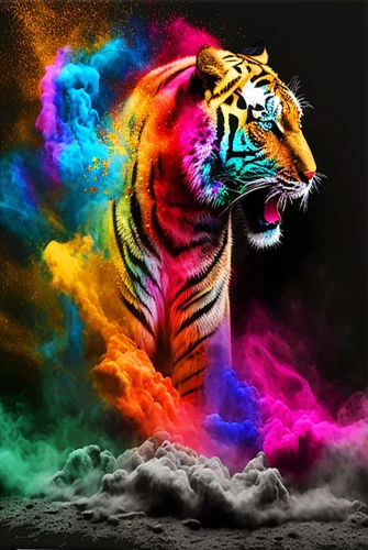 Glezna pēc numuriem ar kristāliem no kristāla 40x50 cm - Neona tigers