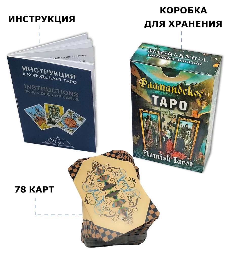 Karty wróżebne - Flamandzkie Tarot, 78 kart z instrukcją do wróżenia