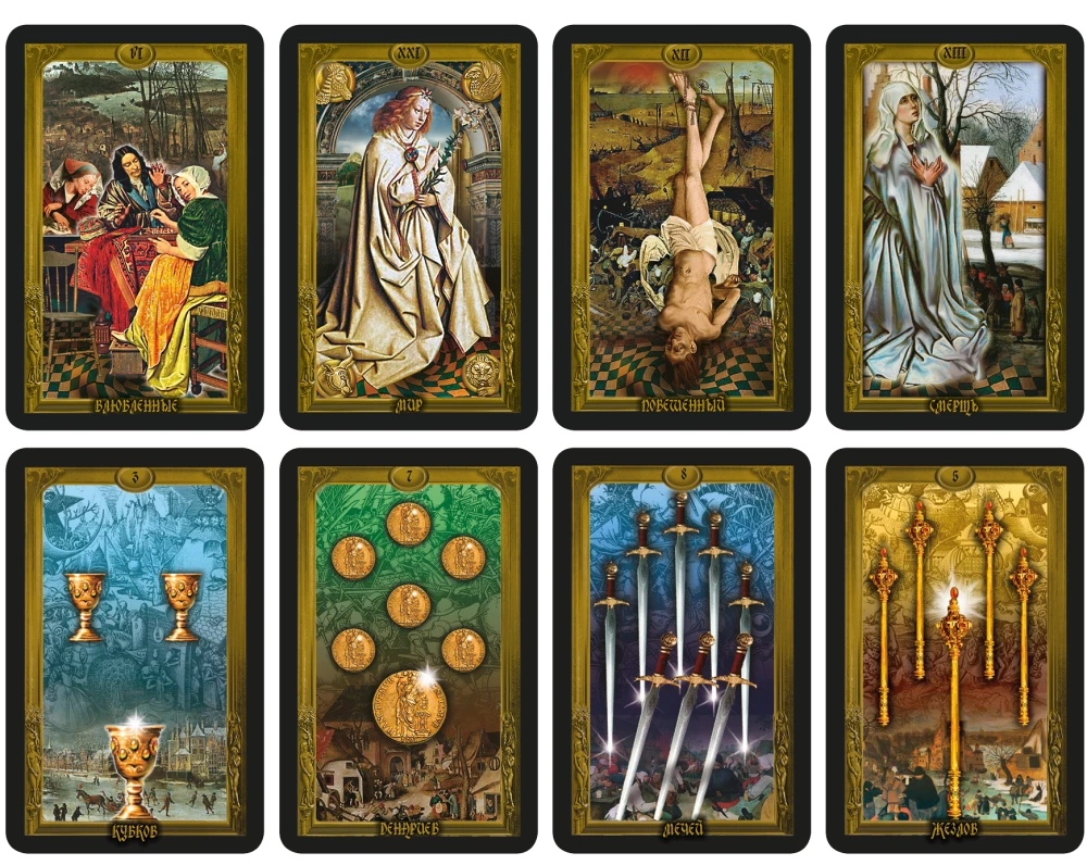 Karty wróżebne - Flamandzkie Tarot, 78 kart z instrukcją do wróżenia