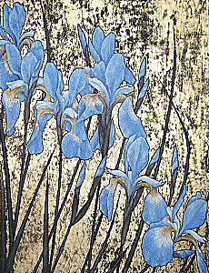 Molly number painting with gold leaf 40x50 Stunning Irises