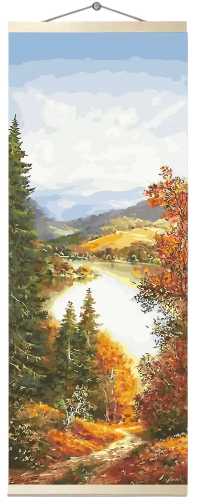 Painting by numbers - Golden Autumn, wall panel, 35x90cm