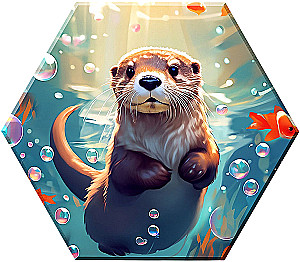 Diamond Painting with Crystal Rhinestones. Hexagon. Cute Sea Otter