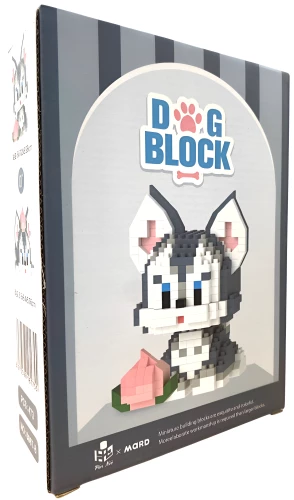 Konstruktorius - Dog block. Šuo pilkai baltas, 473 detalės