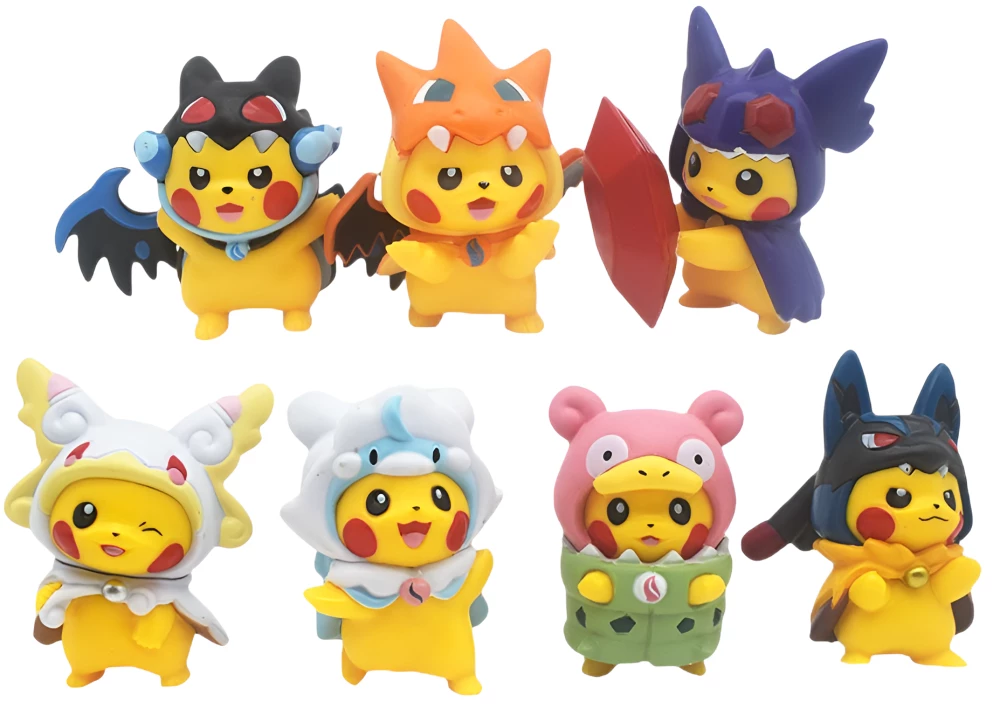 Figurīte - Pikachu pokemona kostīmos, 5cm, dažādībā
