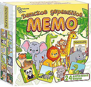 Настольная игра - детское деревянное Мемо. Зоопарк