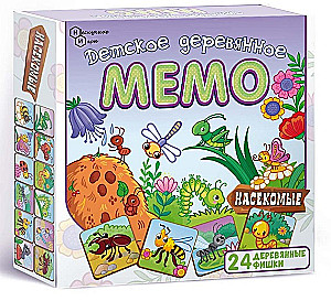 Brettspiel - Kinder Holzmemo. Insekten