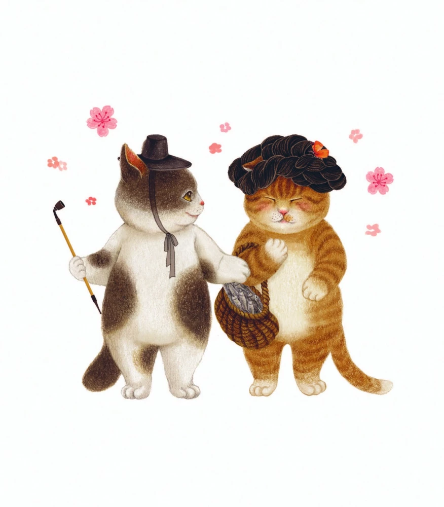 Reise mit Katzen in der Joseon-Ära. Ausmalbuch