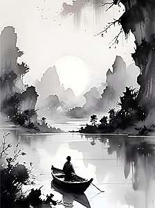 Painting by numbers with glow-in-the-dark paint - Japanese Fisherman, 40x50cm