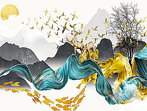 Number painting with gold leaf - Upwards, 40x50cm