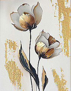 Numbered Painting with Gold Leaf - Interior Tulips, 40x50cm