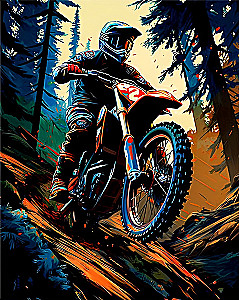 Paint by Numbers - Motocross, Black Canvas, 40x50cm