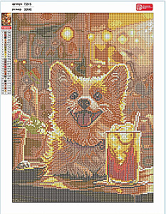 Diamant-Mosaik - Corgi mit Limonade, 30x40cm