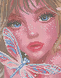 Diamant-Mosaik auf Keilrahmen - Mädchen und Libelle, 20x25cm