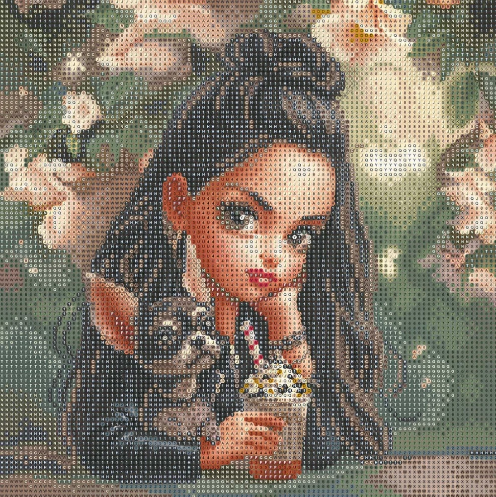 Diamond Mosaic on Stretcher - Mulatto Girl with Dog, 30x30cm