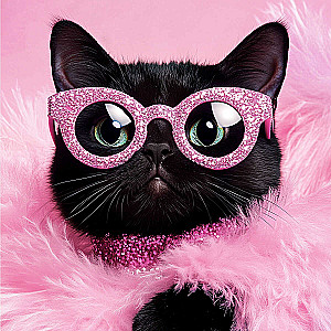 Diamantmalerei auf Keilrahmen - Glamouröse Katze, 30x30cm