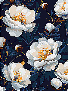 Painting by numbers - White poppies, 30x40cm