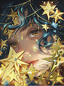 Paint by Numbers with Gold Leaf - Girl with Stars, 30x40cm