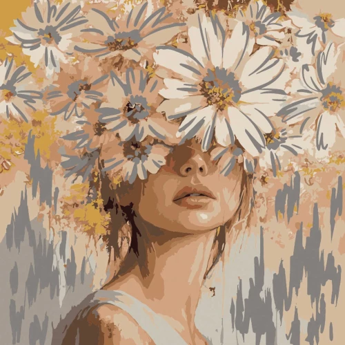Numbered painting with gilding - Golden aesthetics, 30x30cm