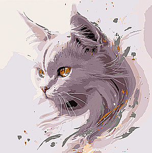 Numbered painting with gold leaf - Golden cat, 30x30cm