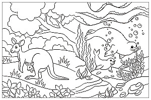 Malbücher mit Aufklebern. Tiere