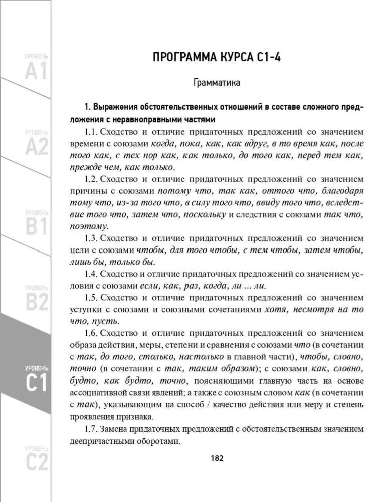 Russian Language Program as a Foreign Language. Levels A1-C2. Main Course. Phonetics. Vocabulary. Grammar. Listening. Reading. Speaking. Writing