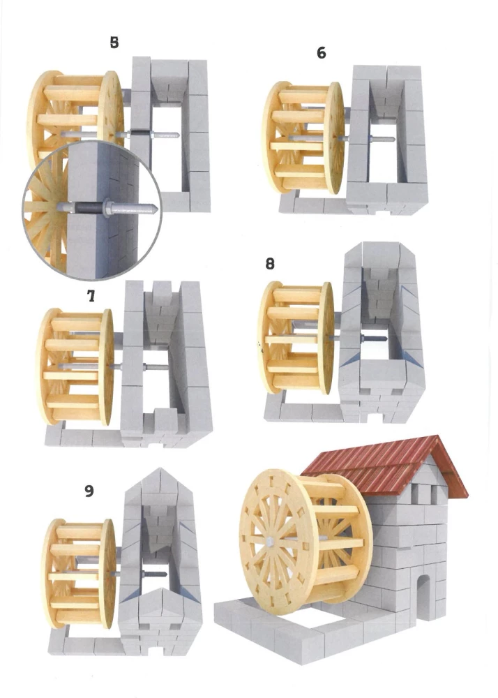 Konstruktorius iš plytelių - Minibrick. Vandens malūnas
