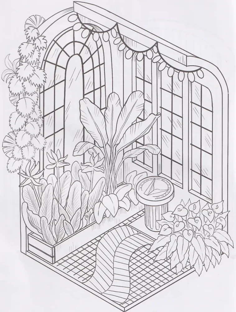 Malbuch - Blumengewächshäuser