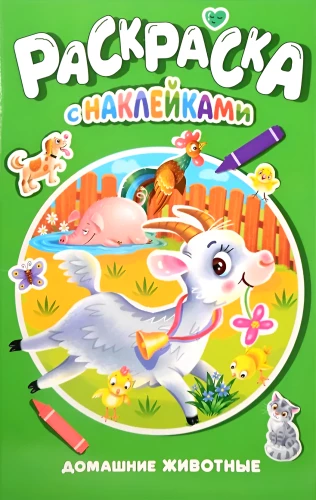 Spalvinimo knygelė su lipdukais. Naminių gyvūnų