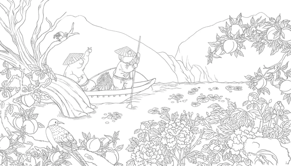 Reise mit Katzen in der Joseon-Ära. Ausmalbuch