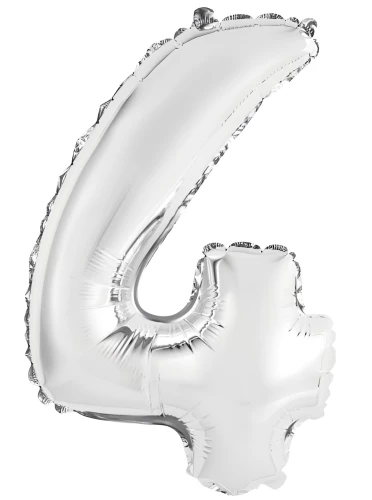 Folienballon - Zahl 4, silber, 35cm