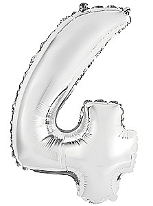 Folienballon - Zahl 4, silber, 35cm