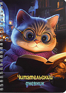 Lesetagebuch - Katze mit Buch, 52 Blätter