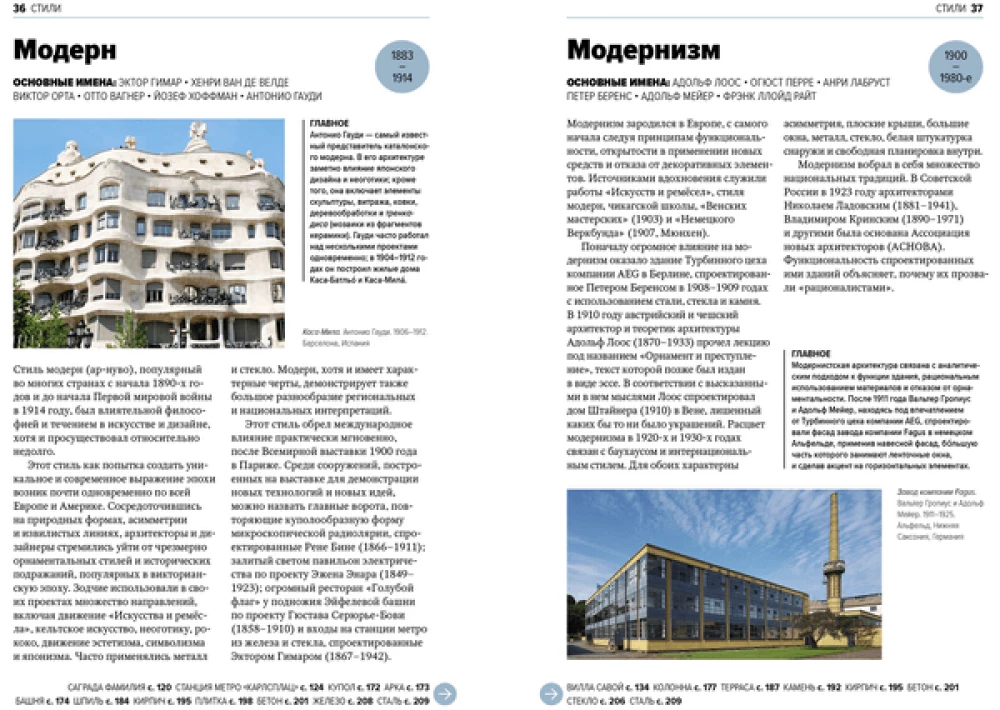 Główne w historii architektury. Style, budynki, elementy, materiały
